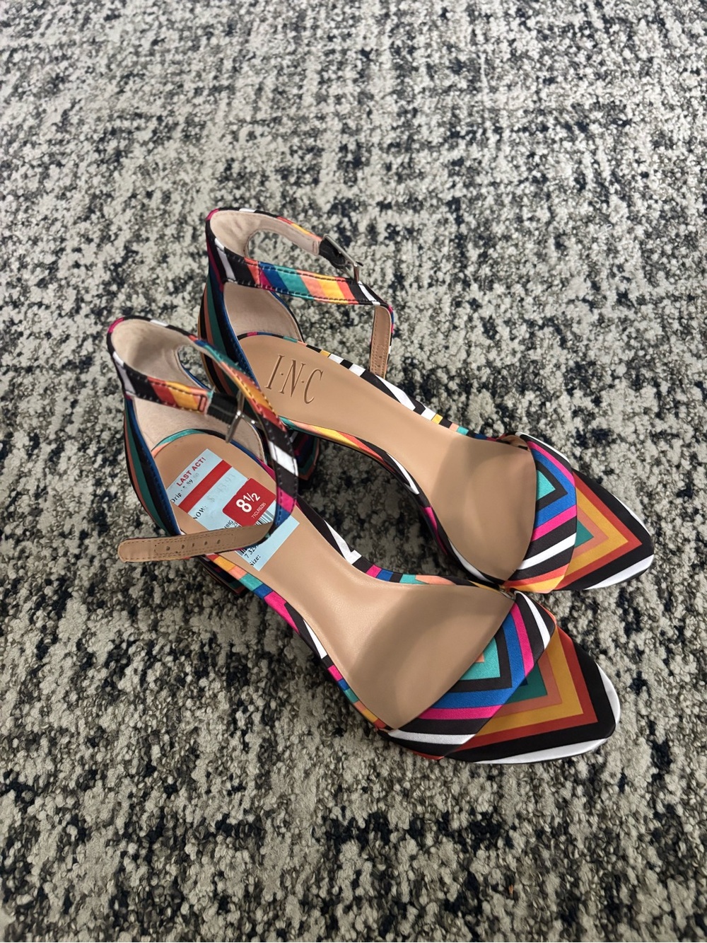 INC International Concepts Multicolor Geometric Pointed-Toe Heels